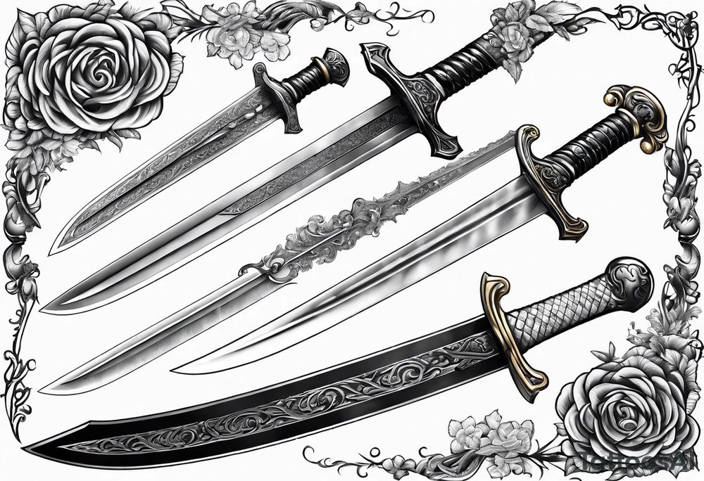 Sword with scale as handle tattoo idea