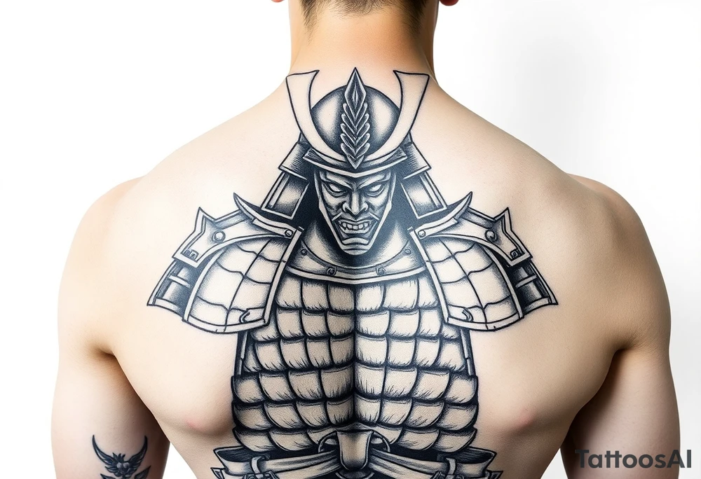 Armoured Japanese samurai traditional tattoo idea