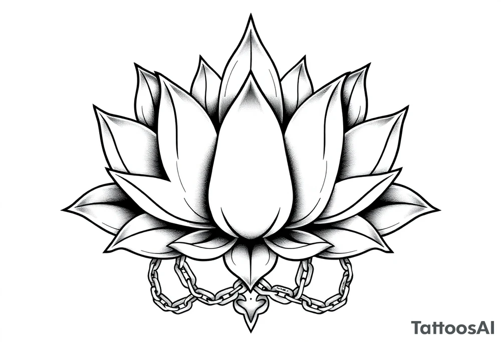 Lotus flower with chains tattoo idea