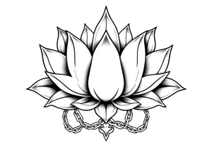 Lotus flower with chains tattoo idea