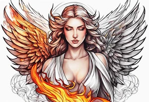 An angel on fire tattoo idea