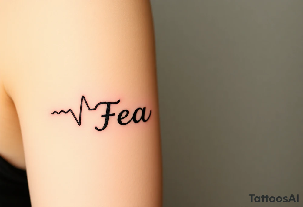 A heartbeat line transitioning into the word "Fearless," symbolizing overcoming fear tattoo idea