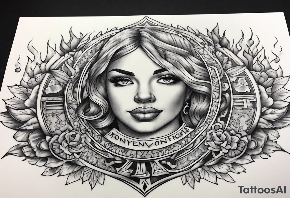 money on fire tattoo idea