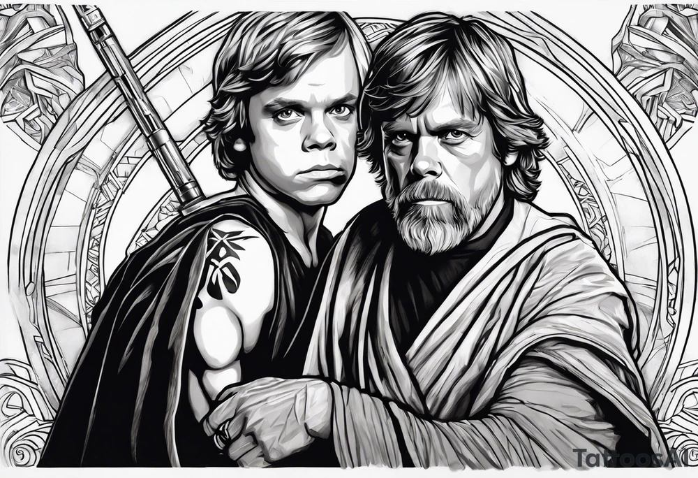 Luke Skywalker with grogu tattoo idea