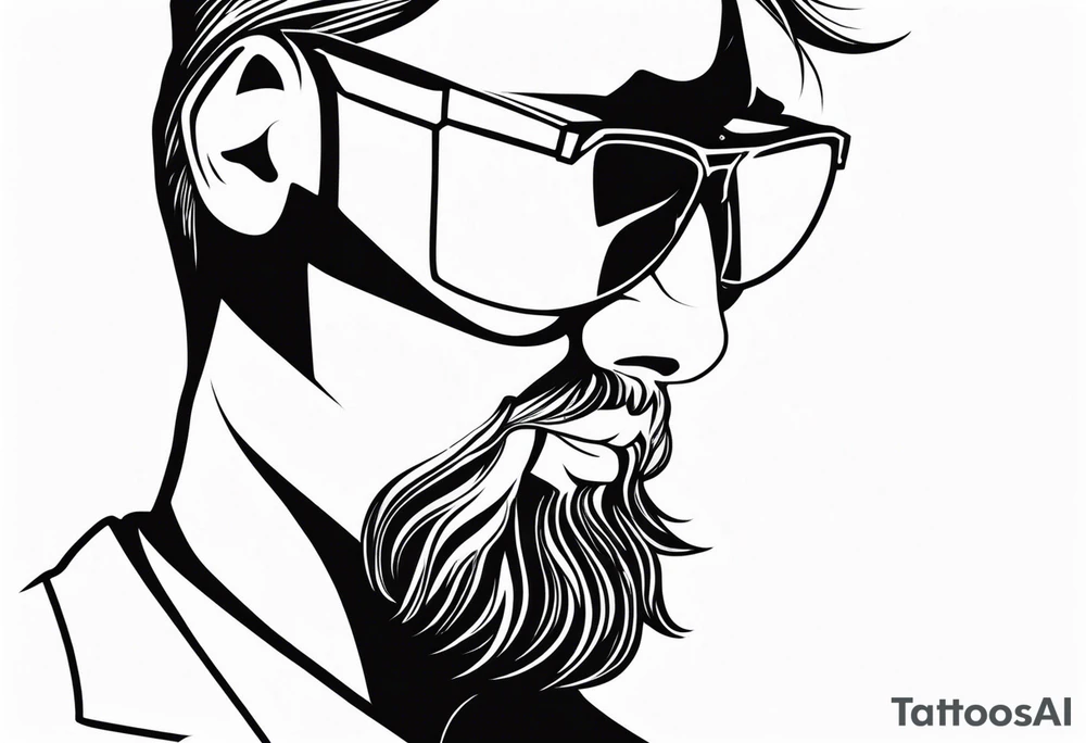 capricorn with beard and sunglasses tattoo idea