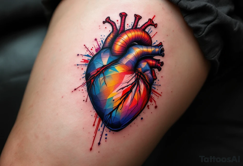 antomically percise heart including colors tattoo idea