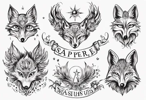 Wasser Eule Sonne Fuchs der Schriftzug : "Sapere Aude" und Sternzeichen Wasserman tattoo idea