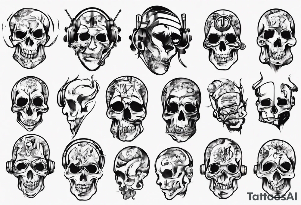 music stave head tattoo idea
