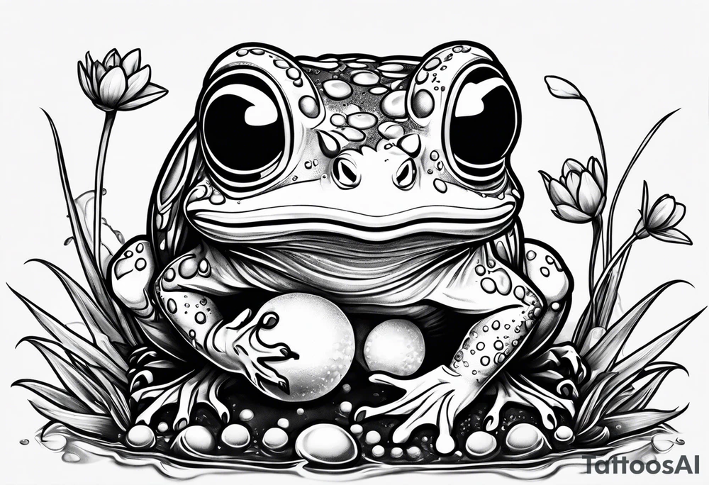 Baby grogu eating frog eggs tattoo idea