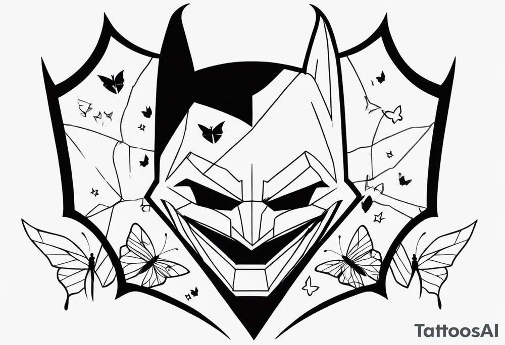 Batman and Joker tattoo with butterflies tattoo idea