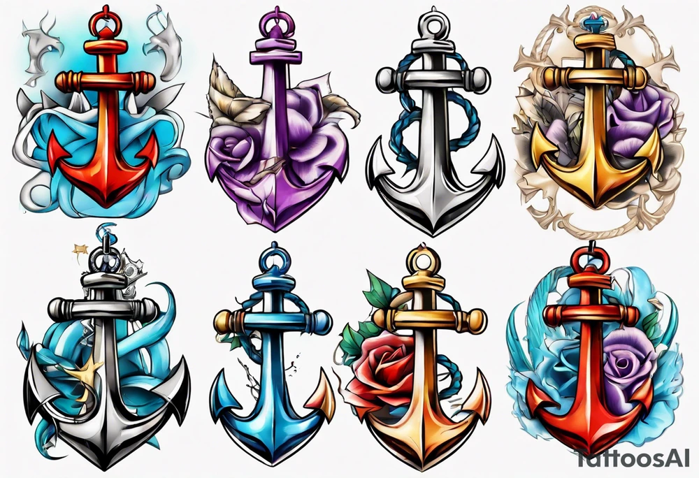 Anchor with a crown on top tattoo idea