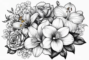 Rose orchid lily marigolds hydrangeas begonia dog wood gerber daisies tattoo idea