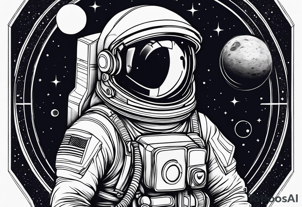 astronaut, minimalist, simple tattoo idea