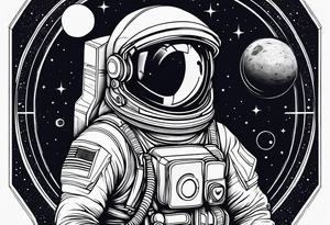 astronaut, minimalist, simple tattoo idea