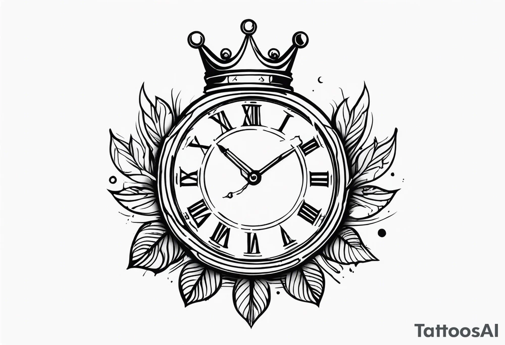 Broken clock with king crown made in HOPE tattoo idea