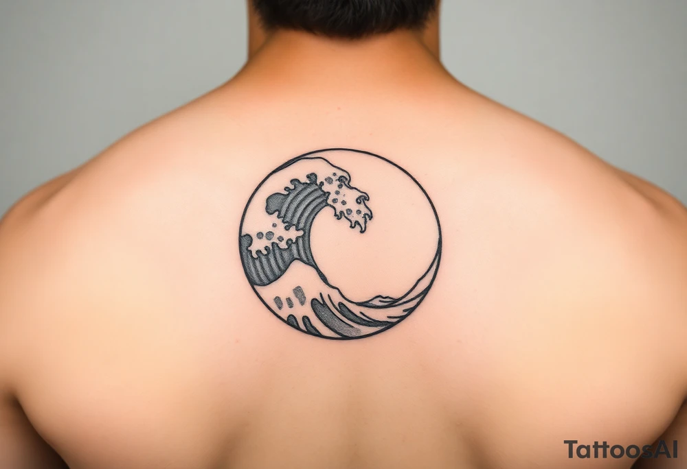 wave in circle tattoo idea