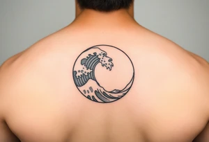 wave in circle tattoo idea