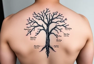 Family tree of 8 with names for woman tattoo idea