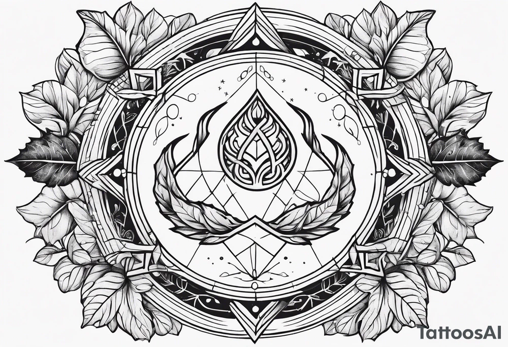 Cancer zodiac sign with leaf tattoo idea