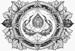 Cancer zodiac sign with leaf tattoo idea