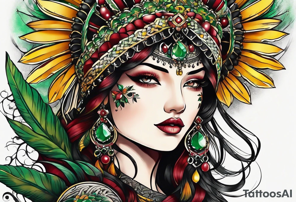 Number 24 with colors green, yellow, maroon and black tattoo idea