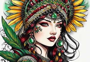 Number 24 with colors green, yellow, maroon and black tattoo idea