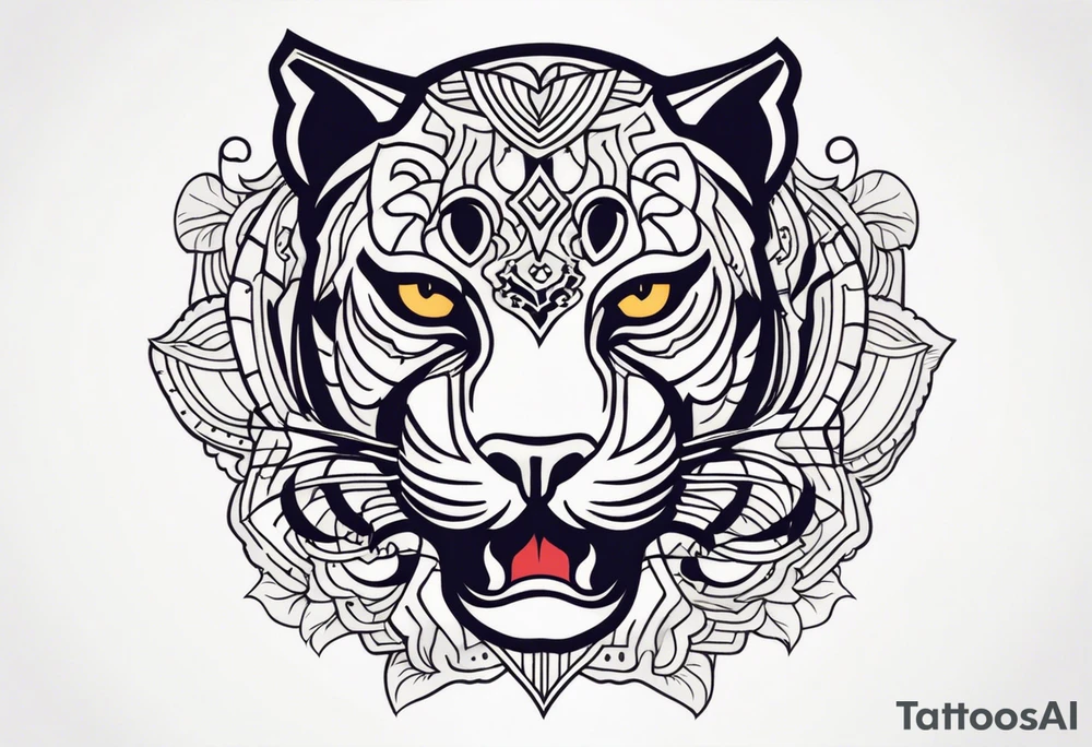 Panther with old school traditional tattoos tattoo idea