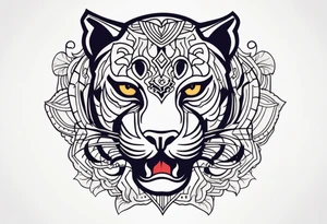 Panther with old school traditional tattoos tattoo idea