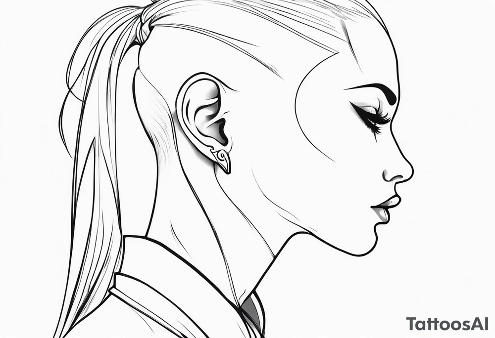 pointed ears elf profile no face bald tattoo idea
