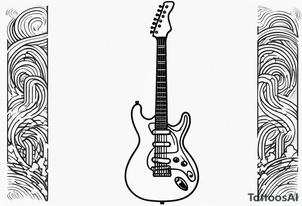 electric guitar with distorted audio wave coming out of cable plug tattoo idea