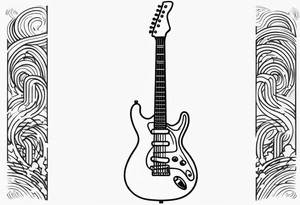 electric guitar with distorted audio wave coming out of cable plug tattoo idea