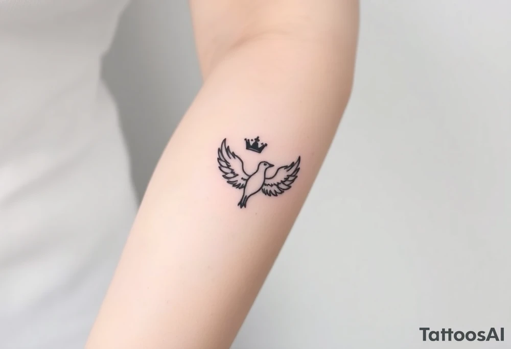 Crown and a phoenix tattoo idea