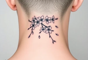 delicate cherry blossoms swirling in spring breeze with petals tattoo idea