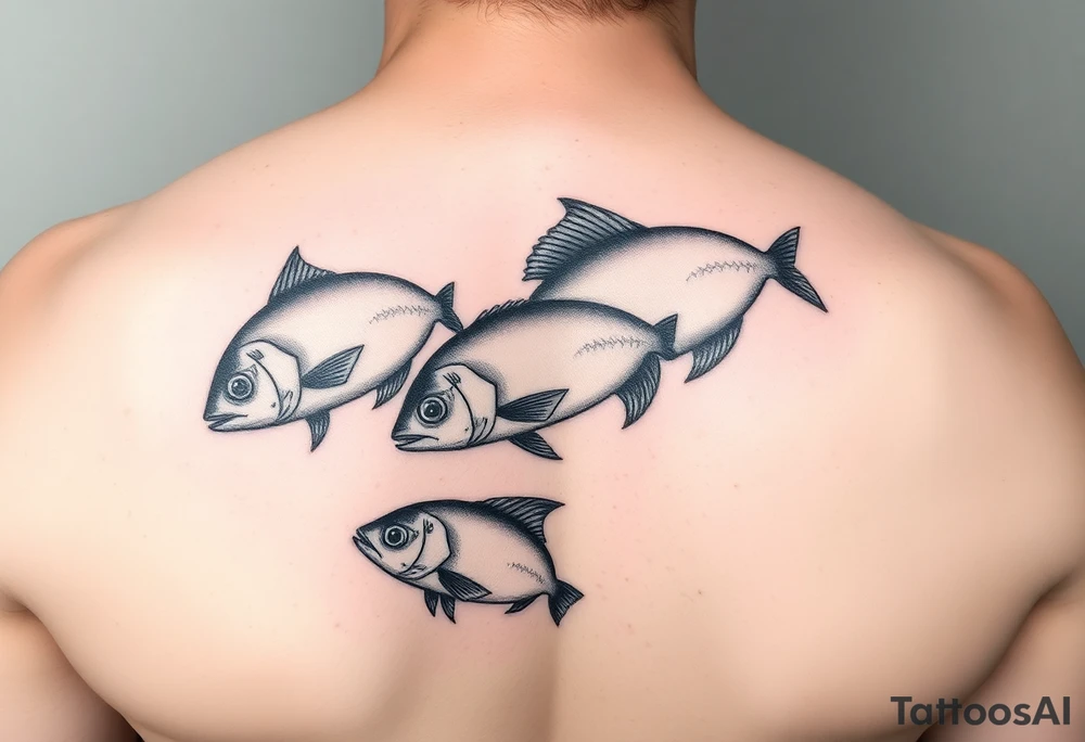 Two to three ocean fish swimming with shadows up my knee tattoo idea