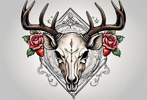 A deer skull. The astrological sign for Aries and Taurus hanging from the antlers. There should be some strawberry imagery in it also. tattoo idea