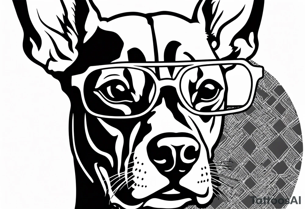 Doberman smoking joint with glasses on tattoo idea