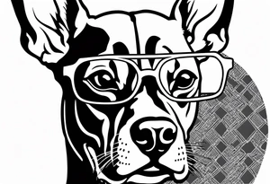 Doberman smoking joint with glasses on tattoo idea