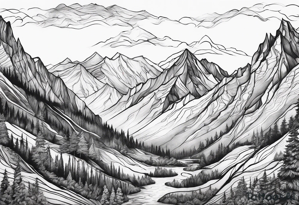 Mountains, concept tattoo idea