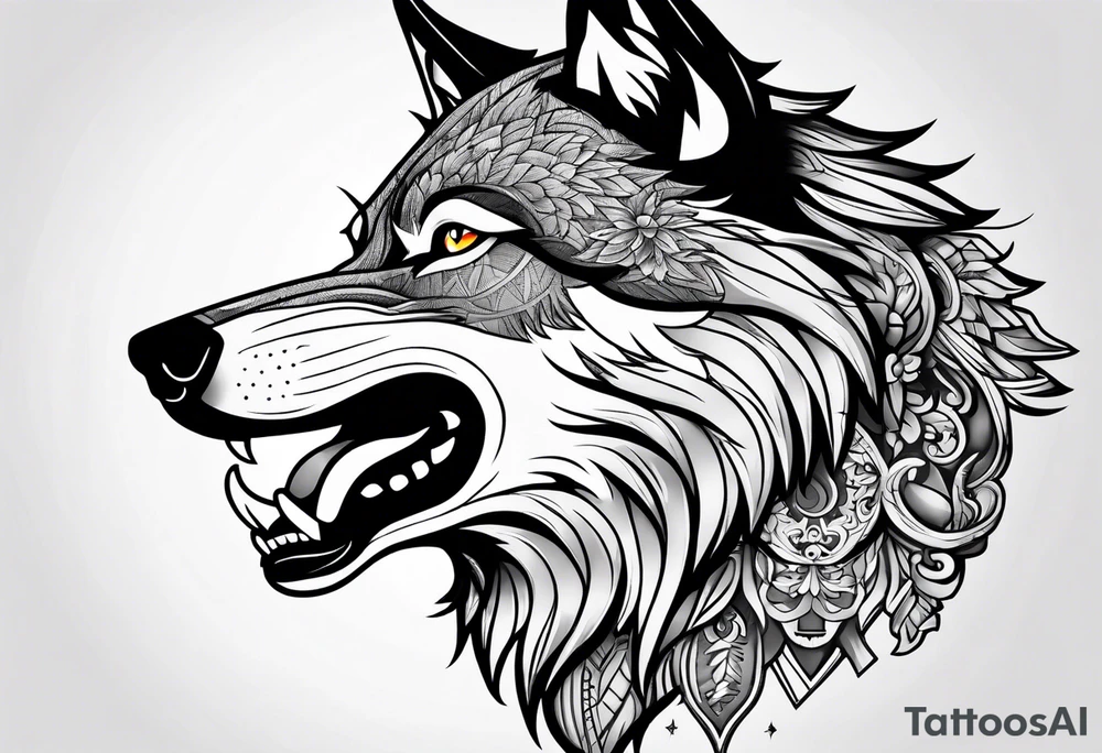 Badass wolf wearing sunglasses tattoo idea