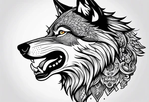 Badass wolf wearing sunglasses tattoo idea