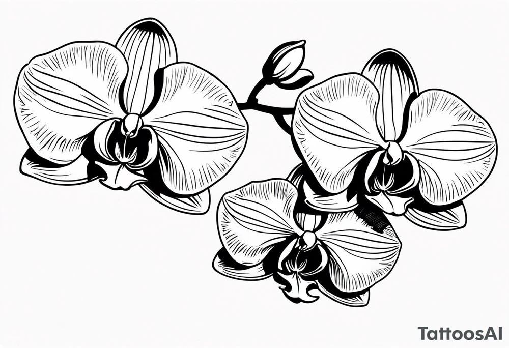 vertical minimal design with 
orchids tattoo idea