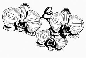 vertical minimal design with 
orchids tattoo idea