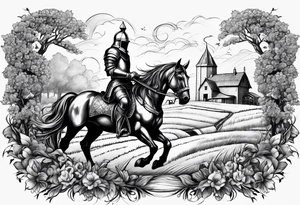 a knight living on a farm with horses in the netherlands tattoo idea