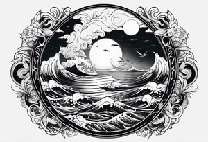 I want a tattoo of the ocean in circle which is choatic tattoo idea