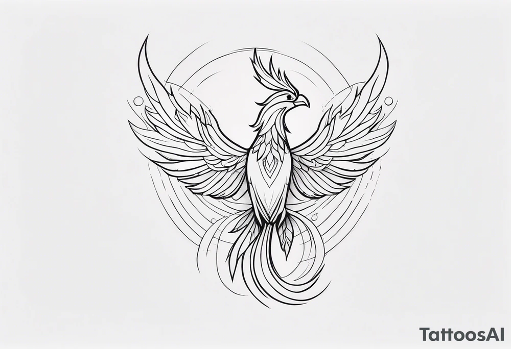fine line phoenix tattoo idea
