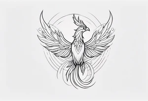 fine line phoenix tattoo idea