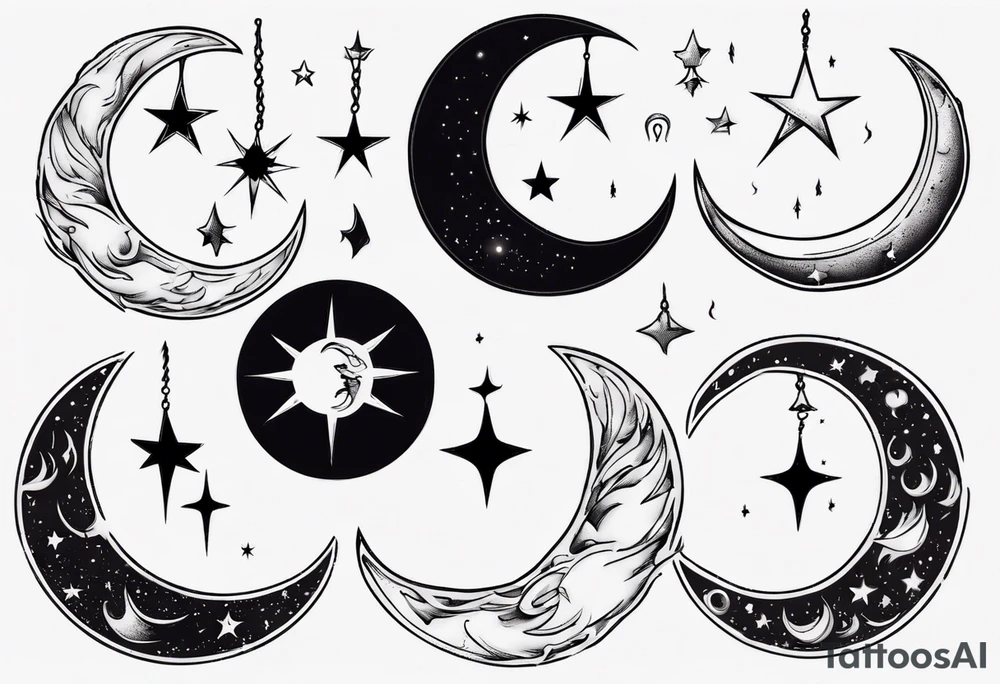 crying crescent moon tattoo idea