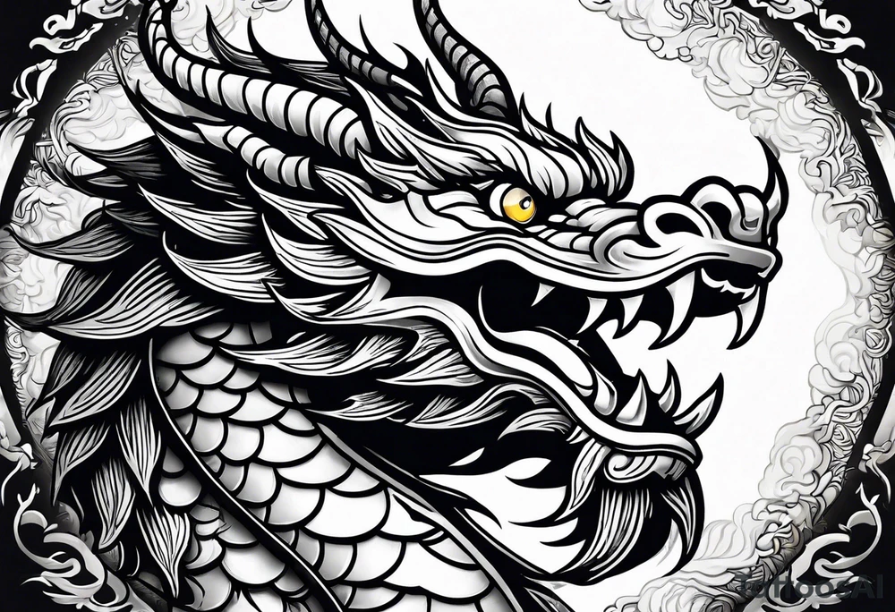 Only the head of a chinese dragon, facing right, small tattoo idea