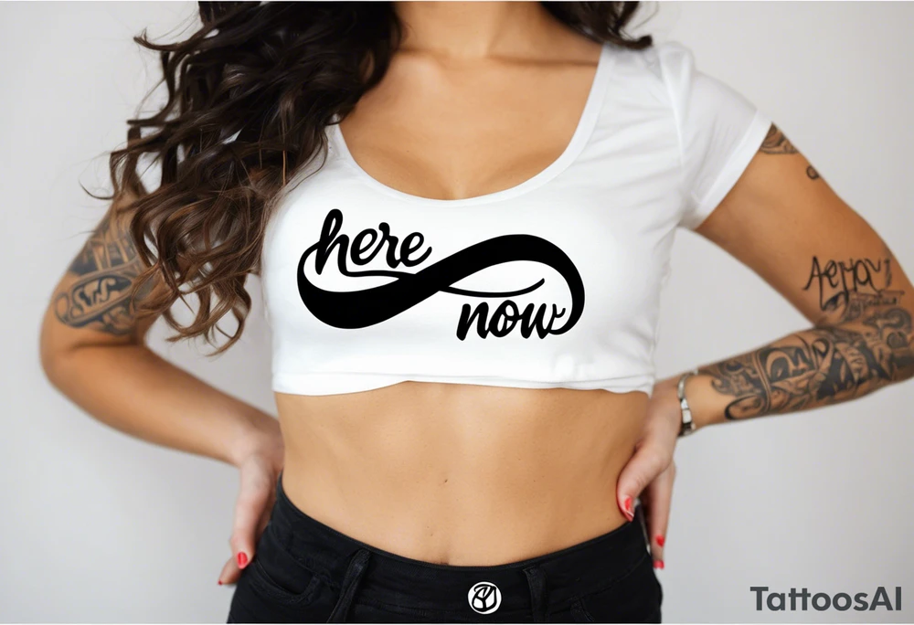 infinity symbol shaped with phrase "here and now" tattoo idea infinity symbol shaped with phrase "here and now" tattoo idea