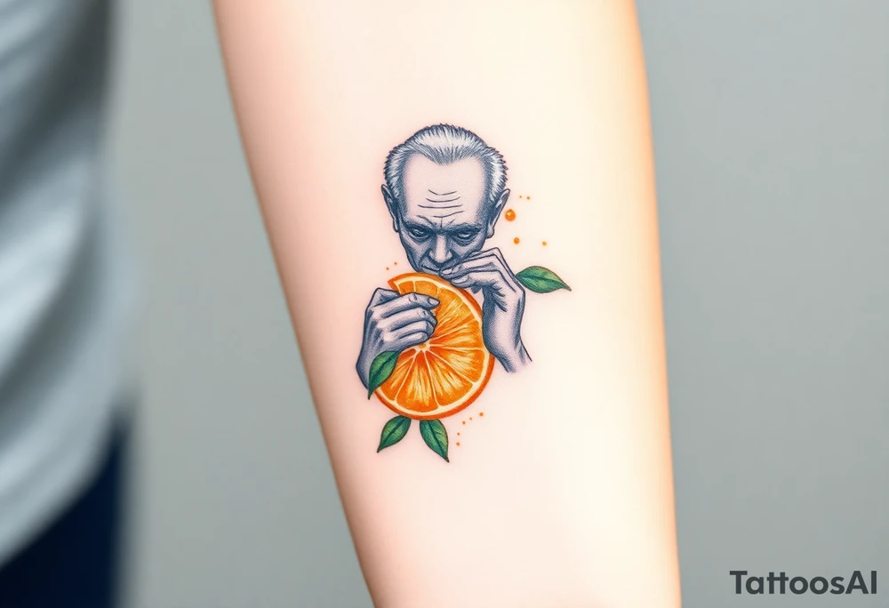 Grandfather peeling an orange tattoo idea